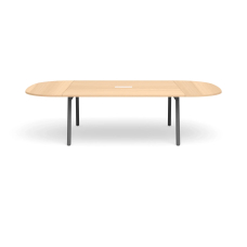 Poppin Series A - Scale Racetrack Conference Table 114 inch x 60 inch, Color Natural Oak, Charcoal Frame and Legs | Professional Use