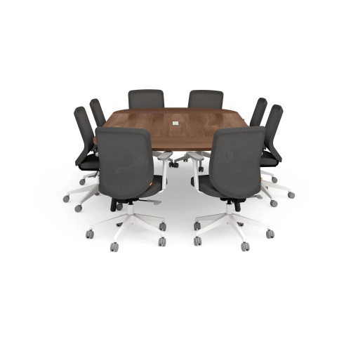 Poppin Series A - Scale Racetrack Conference Table 114 inch x 60 inch, Color Walnut, Charcoal Frame and Legs | Professional Workspace-1