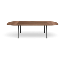 Poppin Series A - Scale Racetrack Conference Table 114 inch x 60 inch, Color Walnut, Charcoal Frame and Legs | Professional Workspace