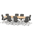 Poppin Series A - Scale Racetrack Conference Table 114 inch x 60 inch, Color Natural Oak, White Frame and Legs | Corporate Offices-1