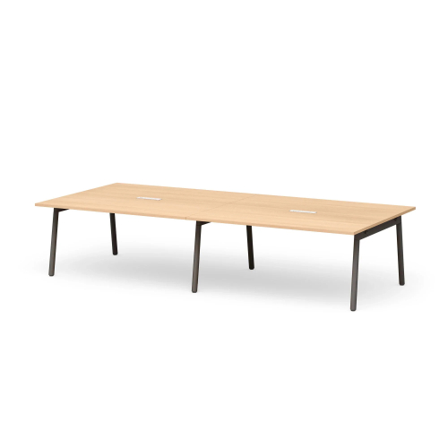 Poppin Series A - Scale Rectangular Conference Table 132 inch x 60 inch, Color Natural Oak, Charcoal Frame and Legs | Professional Use-1