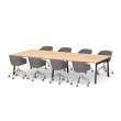 Poppin Series A - Scale Rectangular Conference Table 132 inch x 60 inch, Color Natural Oak, Charcoal Frame and Legs | Professional Use-2