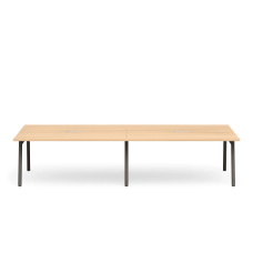 Poppin Series A - Scale Rectangular Conference Table 132 inch x 60 inch, Color Natural Oak, Charcoal Frame and Legs | Professional Use
