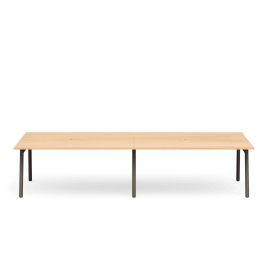 Poppin Series A - Scale Rectangular Conference Table 132 inch x 60 inch, Color Natural Oak, Charcoal Frame and Legs | Professional Use