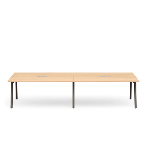 Poppin Series A - Scale Rectangular Conference Table 132 inch x 60 inch, Color Natural Oak, Charcoal Frame and Legs | Professional Use