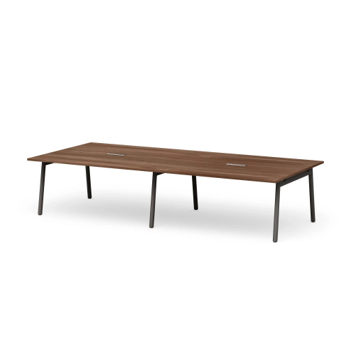Poppin Series A - Scale Rectangular Conference Table 132 inch x 60 inch, Color Walnut, Charcoal Frame and Legs | Corporate Offices-1