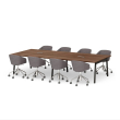 Poppin Series A - Scale Rectangular Conference Table 132 inch x 60 inch, Color Walnut, Charcoal Frame and Legs | Corporate Offices-2