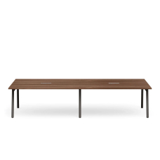 Poppin Series A - Scale Rectangular Conference Table 132 inch x 60 inch, Color Walnut, Charcoal Frame and Legs | Corporate Offices