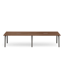 Poppin Series A - Scale Rectangular Conference Table 132 inch x 60 inch, Color Walnut, Charcoal Frame and Legs | Corporate Offices