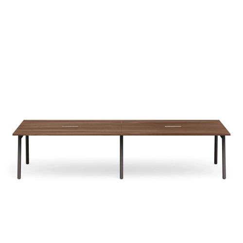 Poppin Series A - Scale Rectangular Conference Table 132 inch x 60 inch, Color Walnut, Charcoal Frame and Legs | Corporate Offices