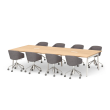 Poppin Series A - Scale Rectangular Conference Table 132 inch x 60 inch, Color Natural Oak, White Frame and Legs | Corporate Offices-2
