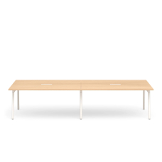 Poppin Series A - Scale Rectangular Conference Table 132 inch x 60 inch, Color Natural Oak, White Frame and Legs | Corporate Offices