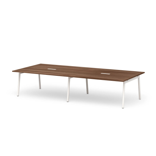 Poppin Series A - Scale Rectangular Conference Table 132 inch x 60 inch, Color Walnut, White Frame and Legs | Corporate Environments-1