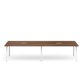 Poppin Series A - Scale Rectangular Conference Table 132 inch x 60 inch, Color Walnut, White Frame and Legs | Corporate Environments