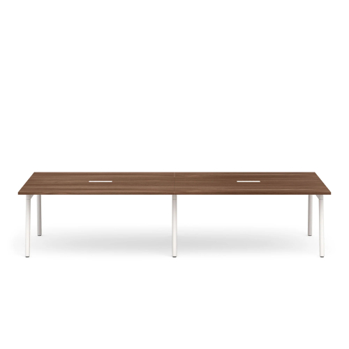 Poppin Series A - Scale Rectangular Conference Table 132 inch x 60 inch, Color Walnut, White Frame and Legs | Corporate Environments