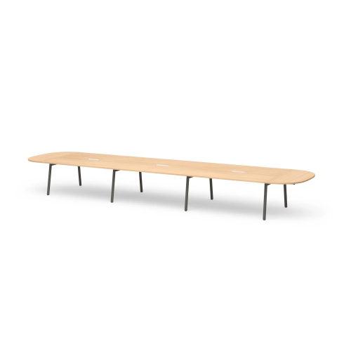Poppin Series A - Scale Racetrack Conference Table 246 inch x 60 inch, Color Natural Oak, Charcoal Frame and Legs | Professional Use-1