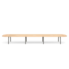 Poppin Series A - Scale Racetrack Conference Table 246 inch x 60 inch, Color Natural Oak, Charcoal Frame and Legs | Professional Use