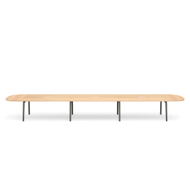Poppin Series A - Scale Racetrack Conference Table 246 inch x 60 inch, Color Natural Oak, Charcoal Frame and Legs | Professional Use