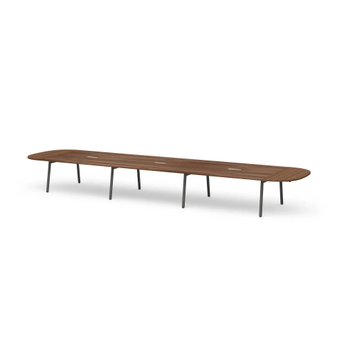 Poppin Series A - Scale Racetrack Conference Table 246 inch x 60 inch, Color Walnut, Charcoal Frame and Legs | Corporate Offices-1