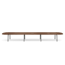 Poppin Series A - Scale Racetrack Conference Table 246 inch x 60 inch, Color Walnut, Charcoal Frame and Legs | Corporate Offices
