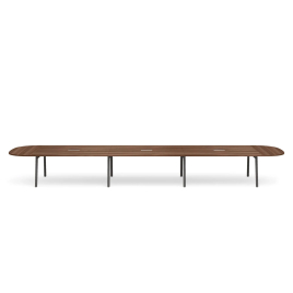 Poppin Series A - Scale Racetrack Conference Table 246 inch x 60 inch, Color Walnut, Charcoal Frame and Legs | Corporate Offices