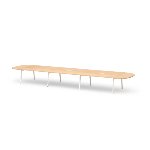Poppin Series A - Scale Racetrack Conference Table 246 inch x 60 inch, Color Natural Oak, White Frame and Legs | Corporate Offices-1
