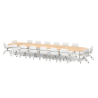 Poppin Series A - Scale Racetrack Conference Table 246 inch x 60 inch, Color Natural Oak, White Frame and Legs | Corporate Offices-2