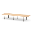 Poppin Series A - Scale Racetrack Conference Table 180 inch x 60 inch, Color Natural Oak, Charcoal Frame and Legs | Professional Use-1