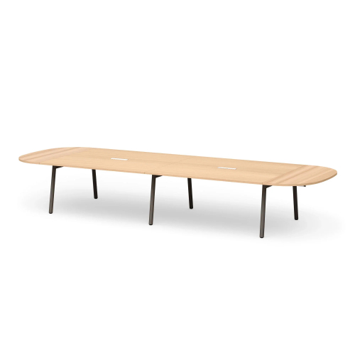 Poppin Series A - Scale Racetrack Conference Table 180 inch x 60 inch, Color Natural Oak, Charcoal Frame and Legs | Professional Use-1