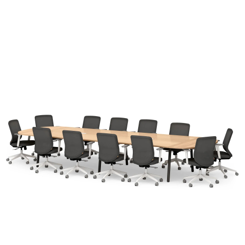 Poppin Series A - Scale Racetrack Conference Table 180 inch x 60 inch, Color Natural Oak, Charcoal Frame and Legs | Professional Use-2