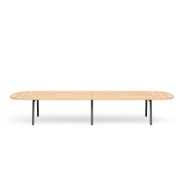Poppin Series A - Scale Racetrack Conference Table 180 inch x 60 inch, Color Natural Oak, Charcoal Frame and Legs | Professional Use