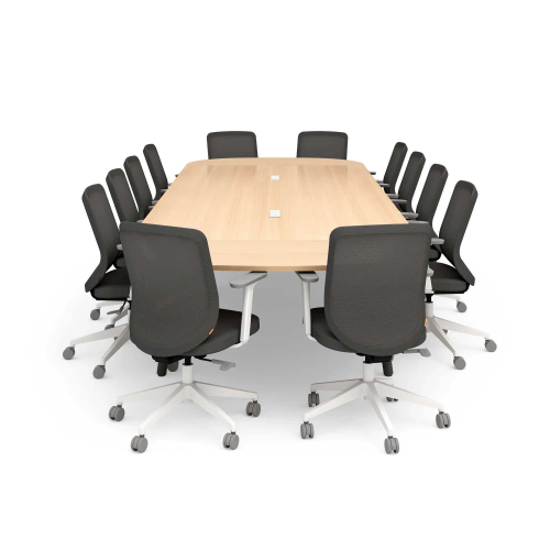 Poppin Series A - Scale Racetrack Conference Table 180 inch x 60 inch, Color Natural Oak, Charcoal Frame and Legs | Professional Use-3