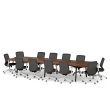Poppin Series A - Scale Racetrack Conference Table 180 inch x 60 inch, Color Walnut, Charcoal Frame and Legs | Corporate Offices-2