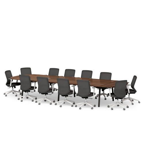 Poppin Series A - Scale Racetrack Conference Table 180 inch x 60 inch, Color Walnut, Charcoal Frame and Legs | Corporate Offices-2