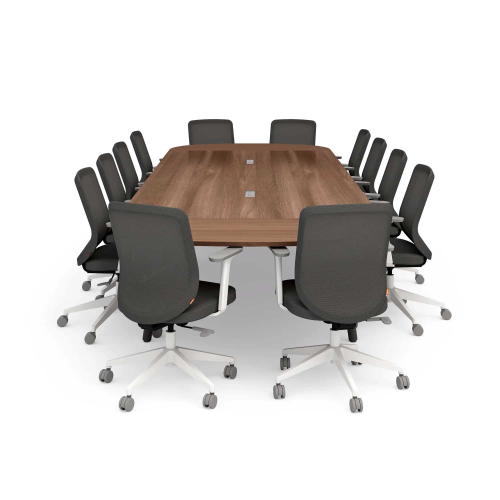 Poppin Series A - Scale Racetrack Conference Table 180 inch x 60 inch, Color Walnut, Charcoal Frame and Legs | Corporate Offices-3