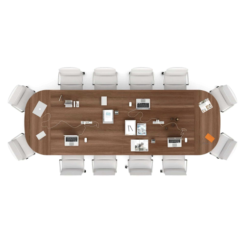 Poppin Series A - Scale Racetrack Conference Table 180 inch x 60 inch, Color Walnut, Charcoal Frame and Legs | Corporate Offices-4
