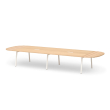 Poppin Series A - Scale Racetrack Conference Table 180 inch x 60 inch, Color Natural Oak, White Frame and Legs | Corporate Offices-1