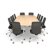 Poppin Series A - Scale Racetrack Conference Table 180 inch x 60 inch, Color Natural Oak, White Frame and Legs | Corporate Offices-3