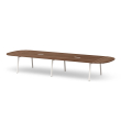 Poppin Series A - Scale Racetrack Conference Table 180 inch x 60 inch, Color Walnut, White Frame and Legs | Corporate Environments-1