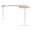 Poppin Series L 3S - Corner Desk, Right Handed, Color Natural Oak on White Legs | Office Environments-1