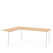 Poppin Series A - Corner Desk, Left Handed, Color Natural Oak on White Legs | Computer Workstation Desk-1