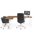 Poppin Series A - Corner Desk, Left Handed, Color Walnut on White Legs | Computer Work Desk-1