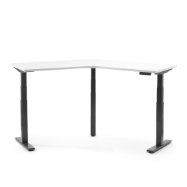 Poppin Series L 3S - Height Adjustable 120 Degree Desk, Color Charcoal on Charcoal Legs | Ergonomic Workspaces
