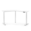Poppin Series L 3S - Height Adjustable 120 Degree Desk, Color White on White Legs | Home Office & Corporate Use-3