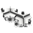 Poppin Series L 3S - Adjustable Height 120 Degree Desk for 6 + Boom Power Rail on Charcoal Legs | Home & Office-3