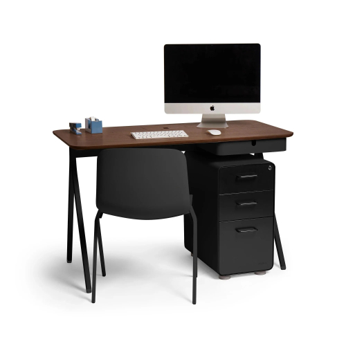 Poppin Key Desk, 48 inch, Color Light Gray, Powder-coated metal drawer, frame, and Legs | Home Office & Small Spaces-2