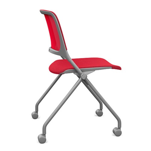 SitOnIt Qwiz Multipurpose Stackable Chair, Mesh & Fabric, Red-6