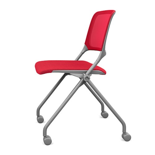 SitOnIt Qwiz Multipurpose Stackable Chair, Mesh & Fabric, Red-8