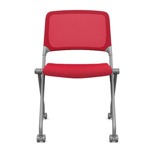 SitOnIt Qwiz Multipurpose Stackable Chair, Mesh & Fabric, Red-9
