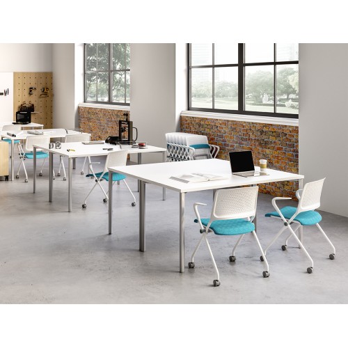 SitOnIt Qwiz Multipurpose Stackable Chair, Mesh & Fabric, Red-4